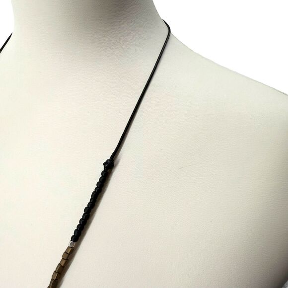 J. Jill Stone Necklace Faceted Agate Pendant Tassel Long Multi Beaded Adjustable - Picture 11 of 14